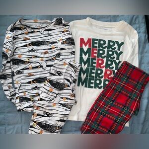 Old Navy Christmas pajamas and children’s place Halloween pajamas